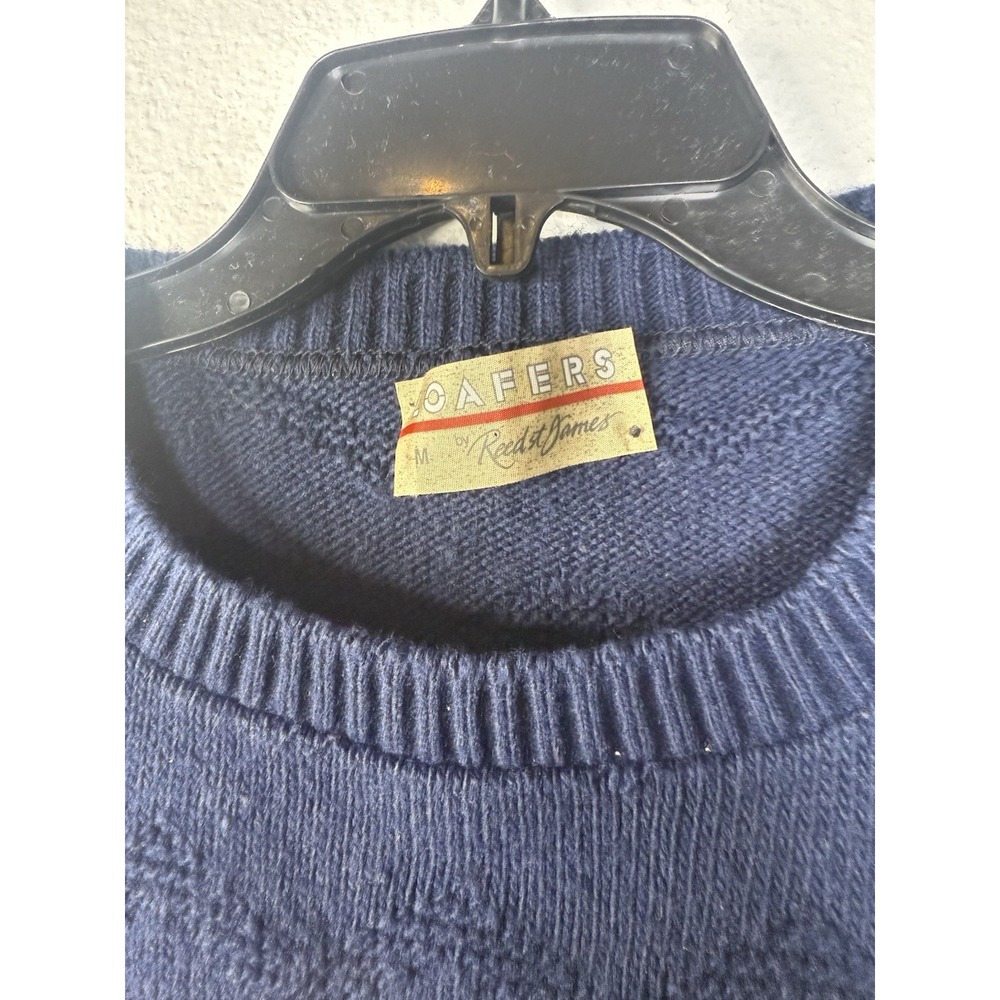 90's Loafers by Reed St.‎ James Sweater Mens Med Blue w/ Argyle Pattern Grandpa - Picture 4 of 7
